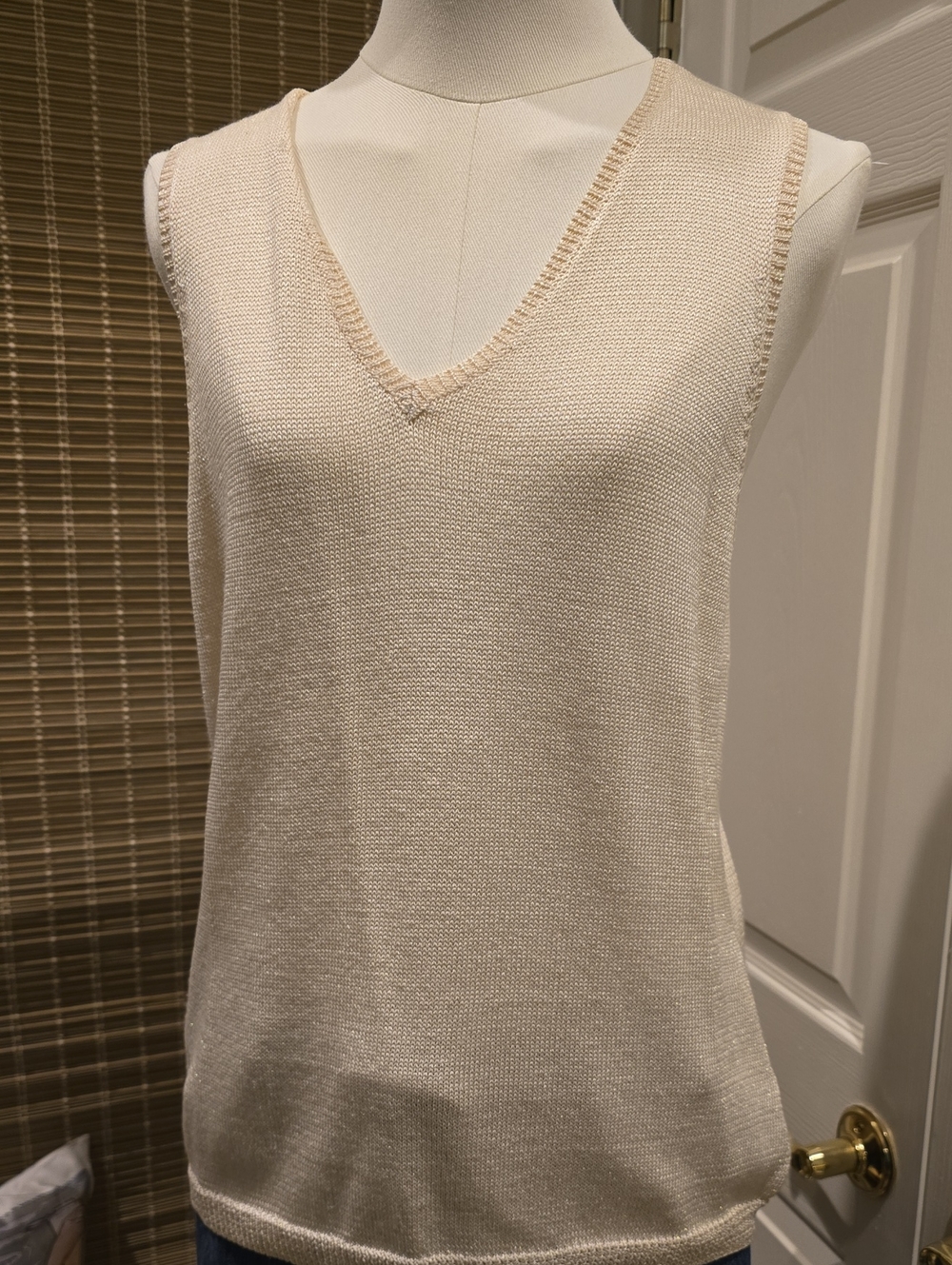 Ralph Lauren Cream Sleeveless V-Neck Knit Top